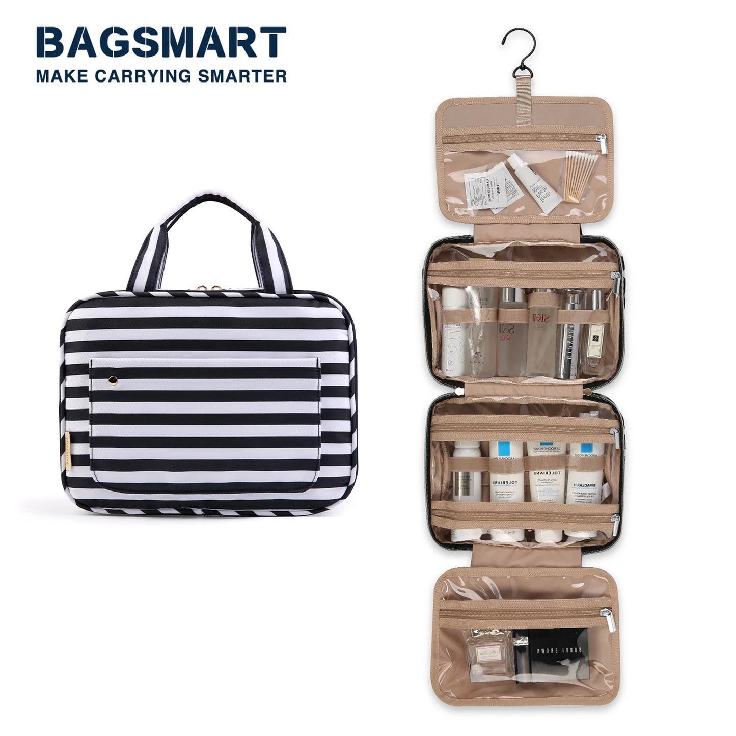 Makeup Cosmetic Bag with Hanging Hook Water-resistant
