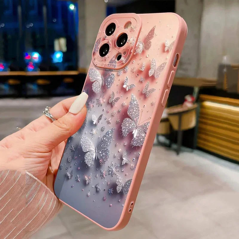 Butterfly & Floral Design Shockproof Phone Case for iPhone