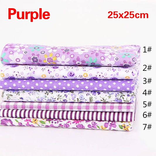 7Pcs/Set 25cmx25cm Square Cotton Fabric Printed For Patchwork