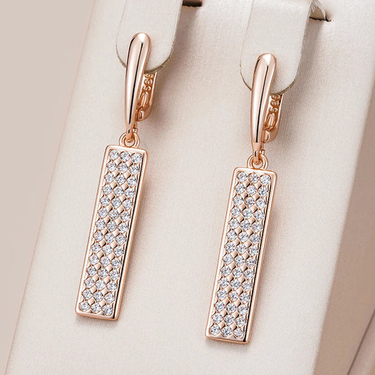 Natural Zircon Long Square Earrings