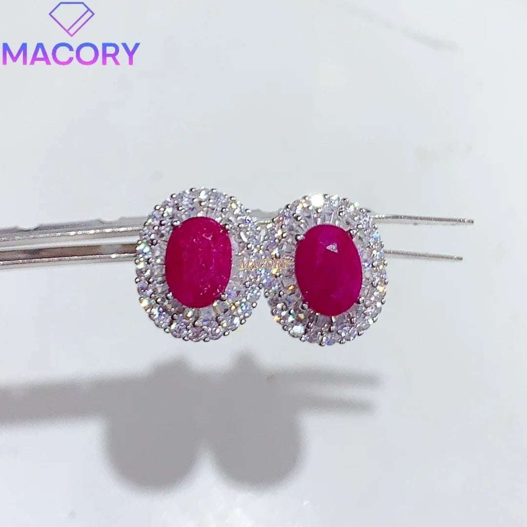 925 Sterling Silver Ruby Stud Earrings