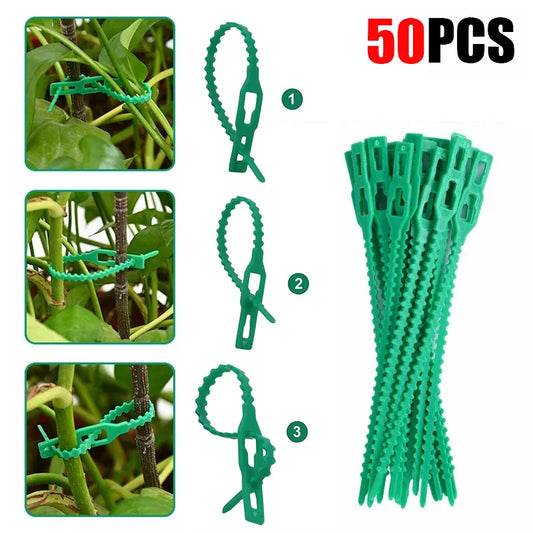 50Pcs Adjustable Plastic Plant Cable Ties