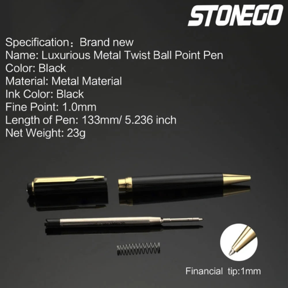 STONEGO Capless Metal Chrome Twist Ballpoint Pen
