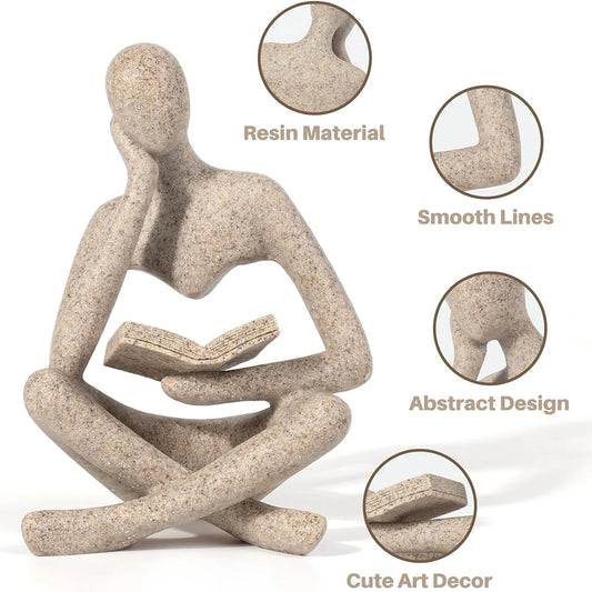 Abstract Thinker Reading Sculpture