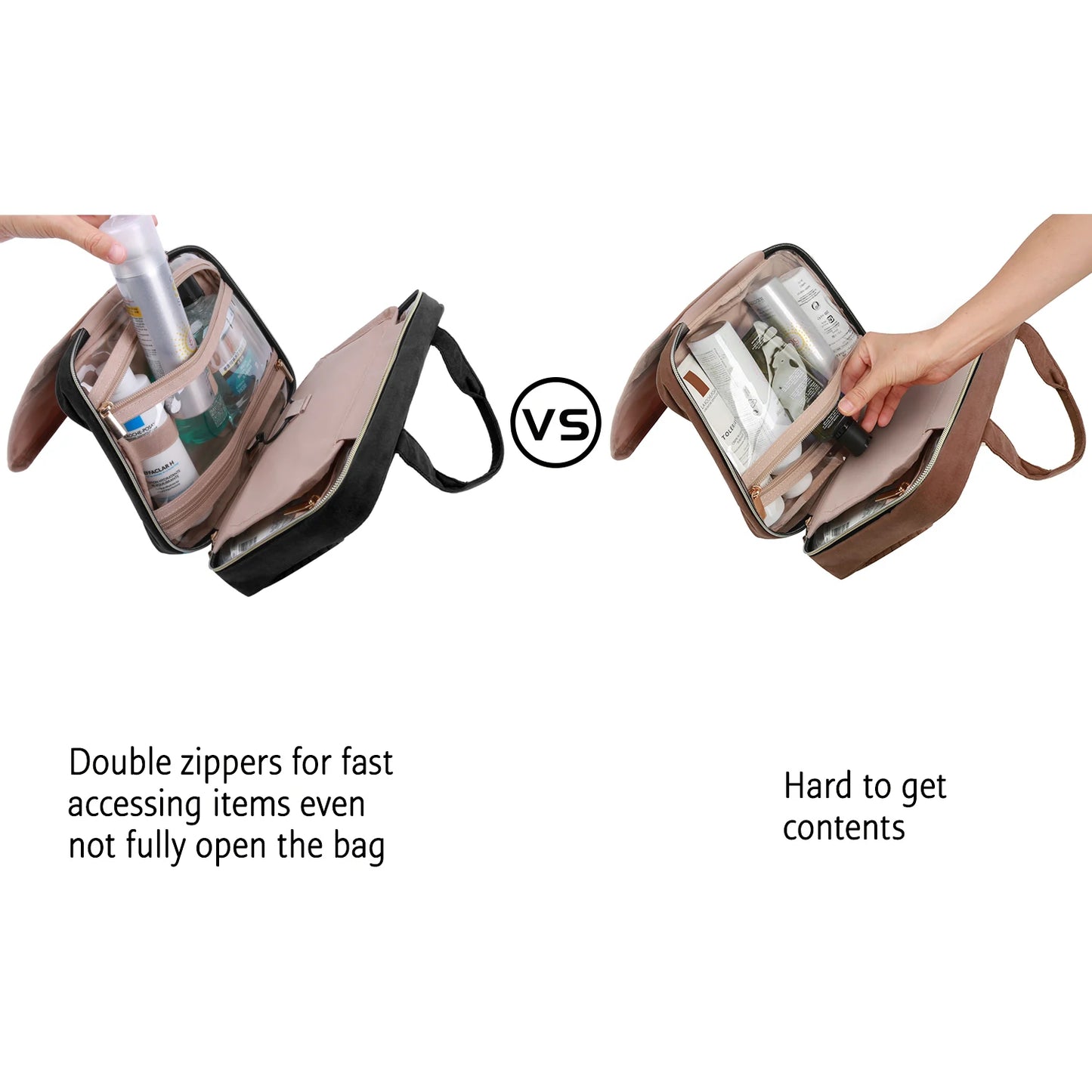 Makeup Cosmetic Bag with Hanging Hook Water-resistant