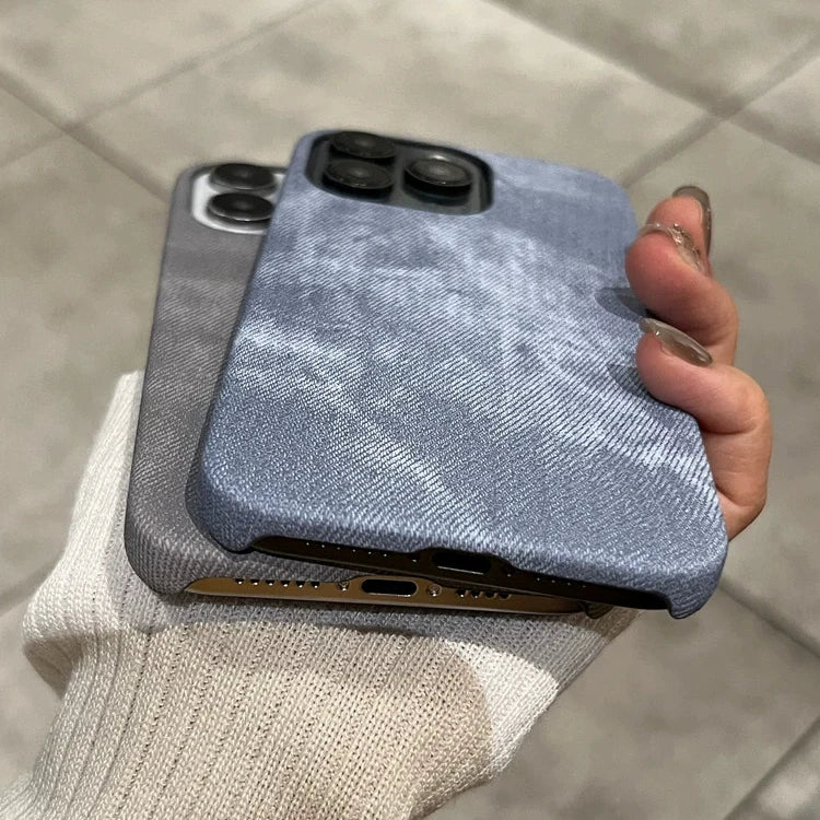 Luxury Matte Leather Fabric Case for iPhone