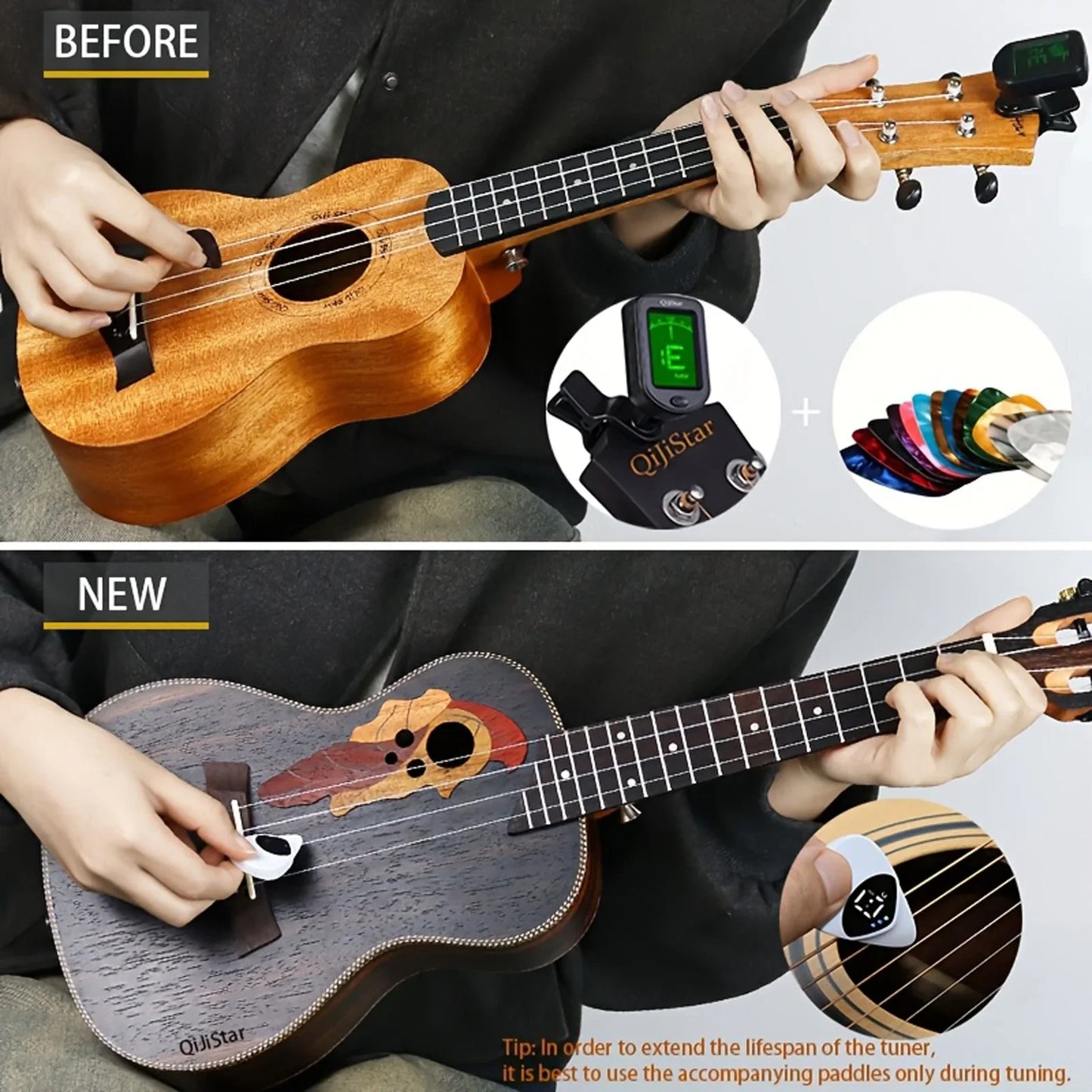 2-in-1 Guitar Pick & Tuner