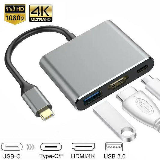 3-in-1 USB-C Hub with 4K HDMI, USB 3.0 & 100W PD Charging