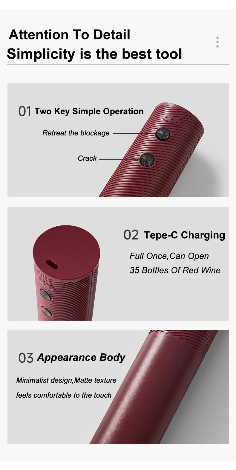 USB Rechargeable Electric Wine Bottle Opener
