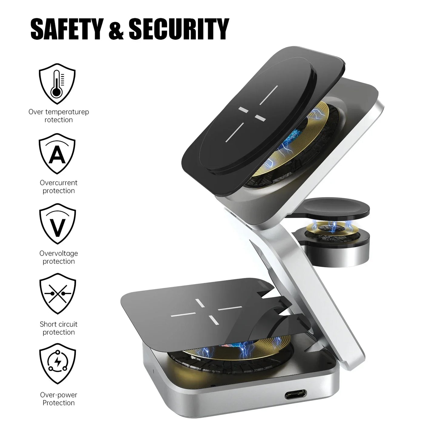 3 in 1 Wireless Charger Stand for IPhone 15 14 13 12 Samsung S23 S22 S21