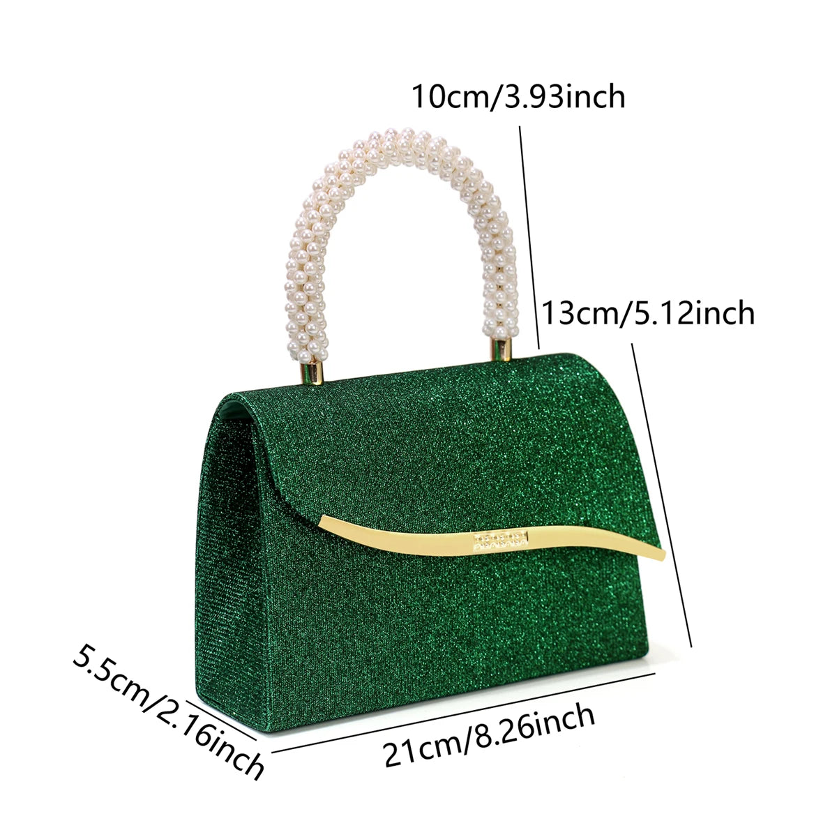 Metal Pearl Glitter Evening Clutch Bag