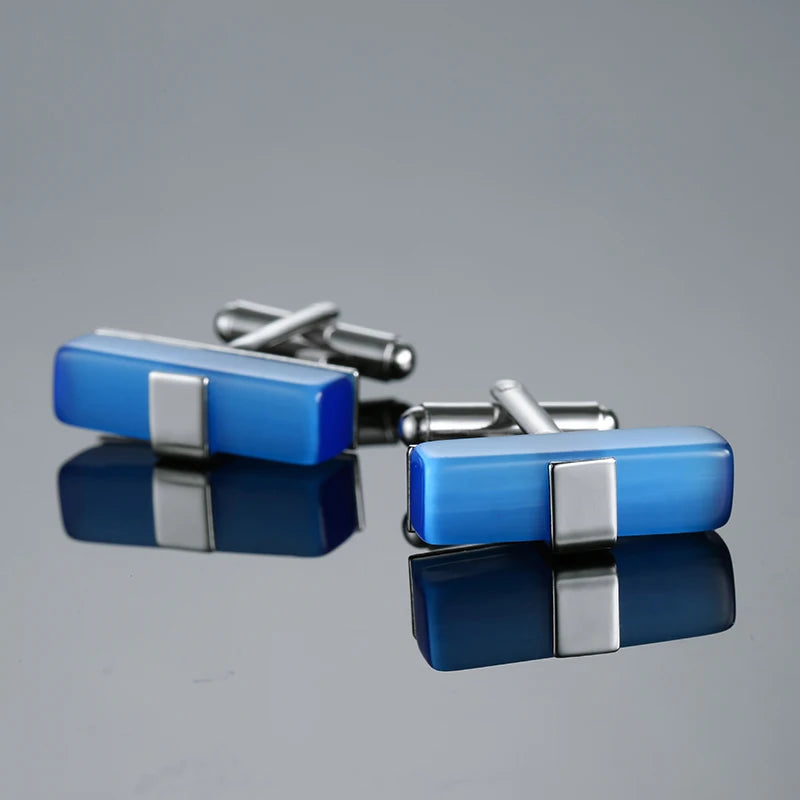 Novelty Luxury Blue White Crystal Cufflinks