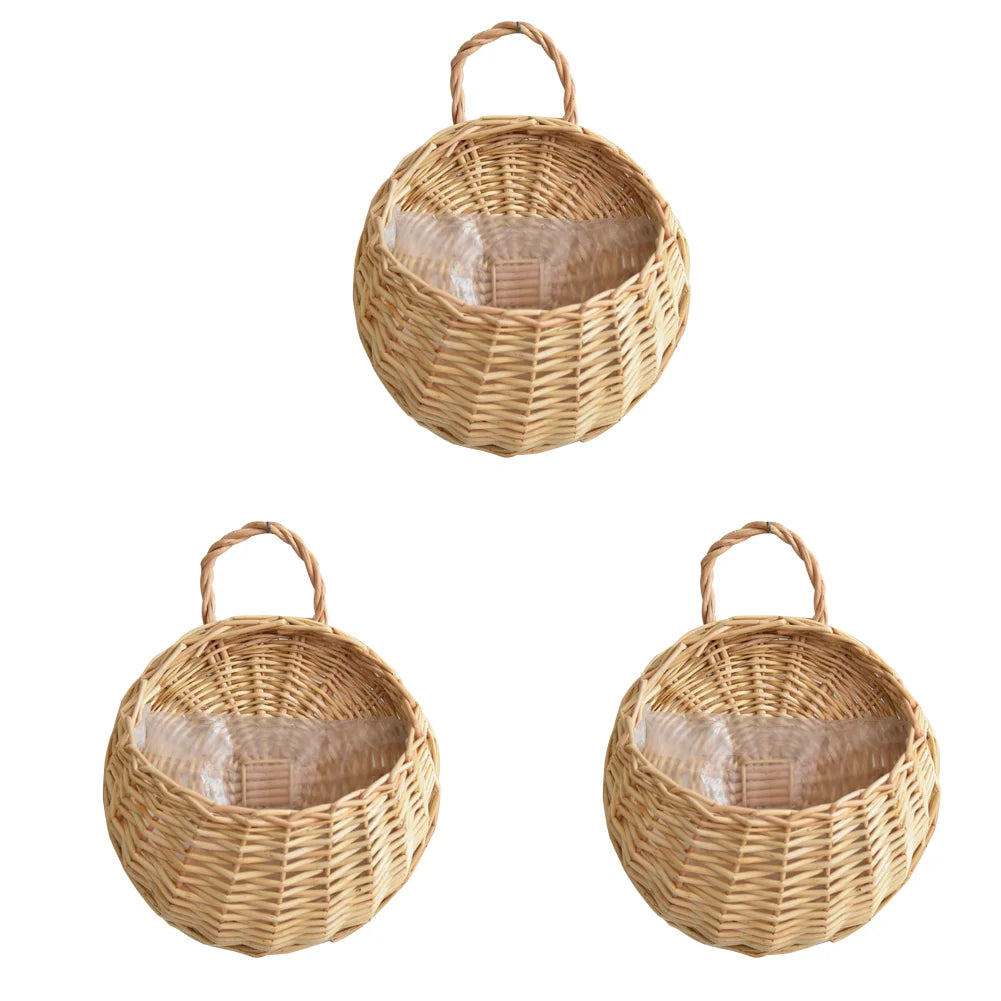 Wall Mounted Rattan Basket Hanging Planter