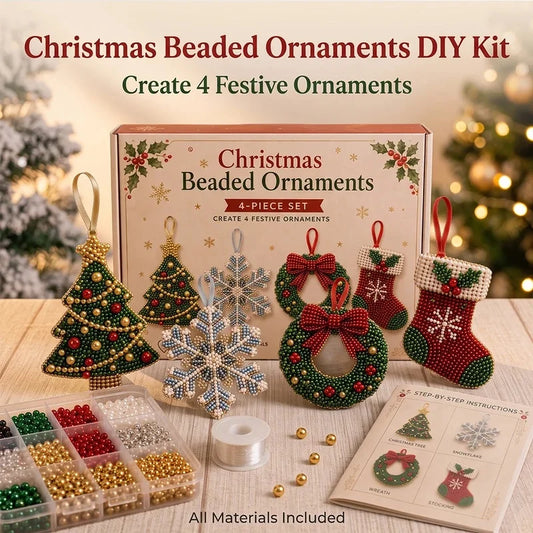 4-Piece Christmas Beaded Ornament DIY Kit
