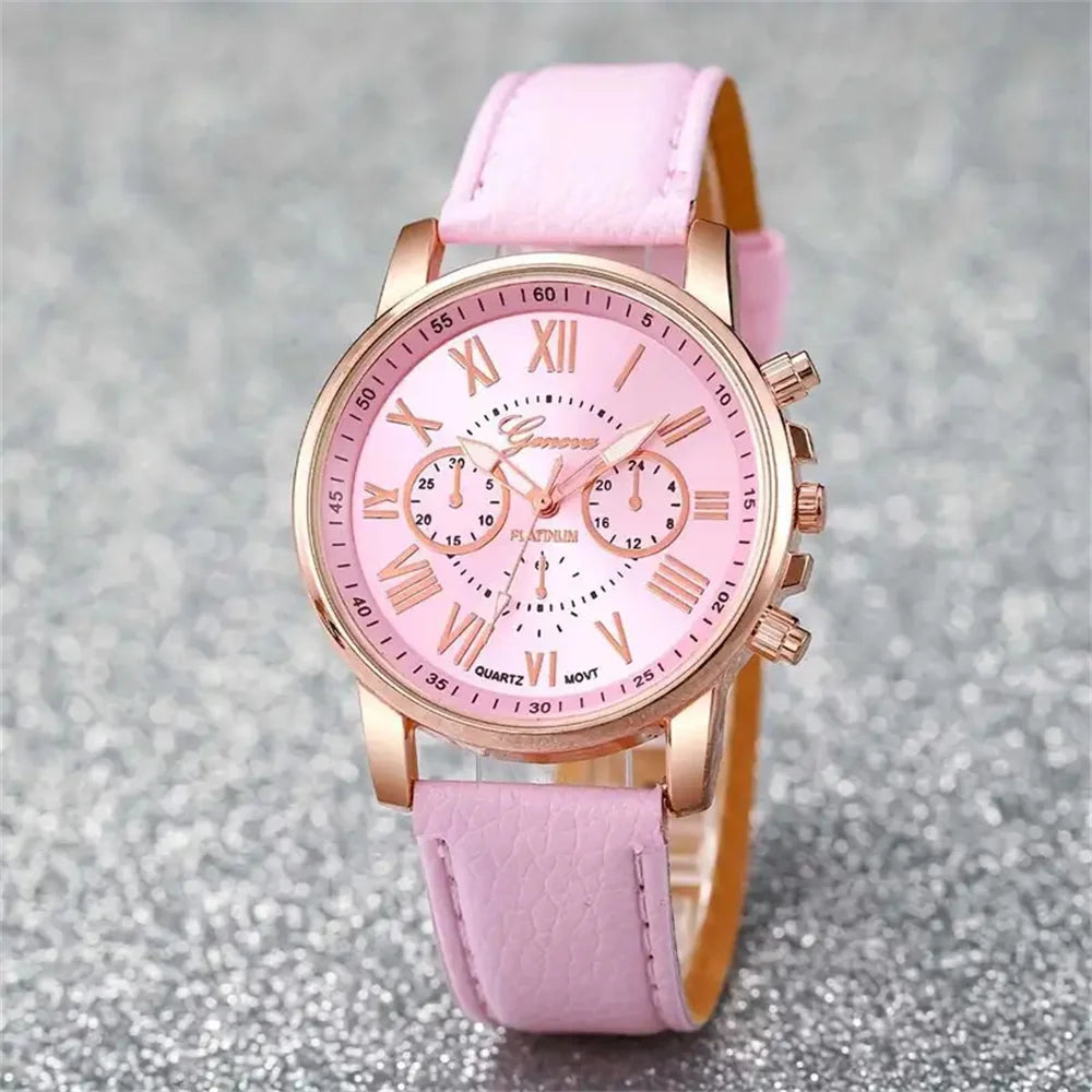 6Pcs/Set Watch Band Heart Rhinestone Jewelry Set(Without Box)