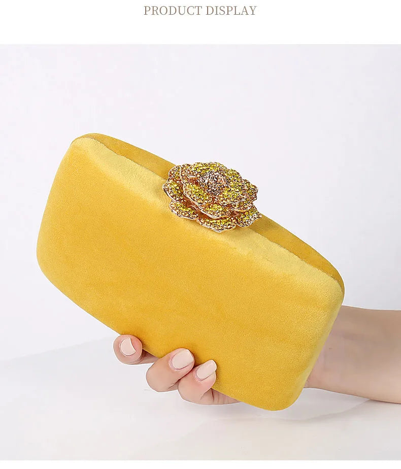 Diamonds Flower Velvet Evening Bag
