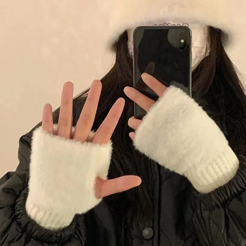 Fleece Half Finger Gloves