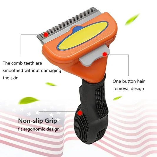 Pet Deshedding Grooming Brush for Cats & Dogs