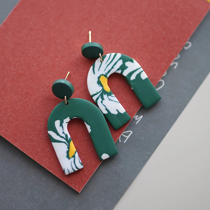 Flower Abstract Art Deco Pattern Earrings