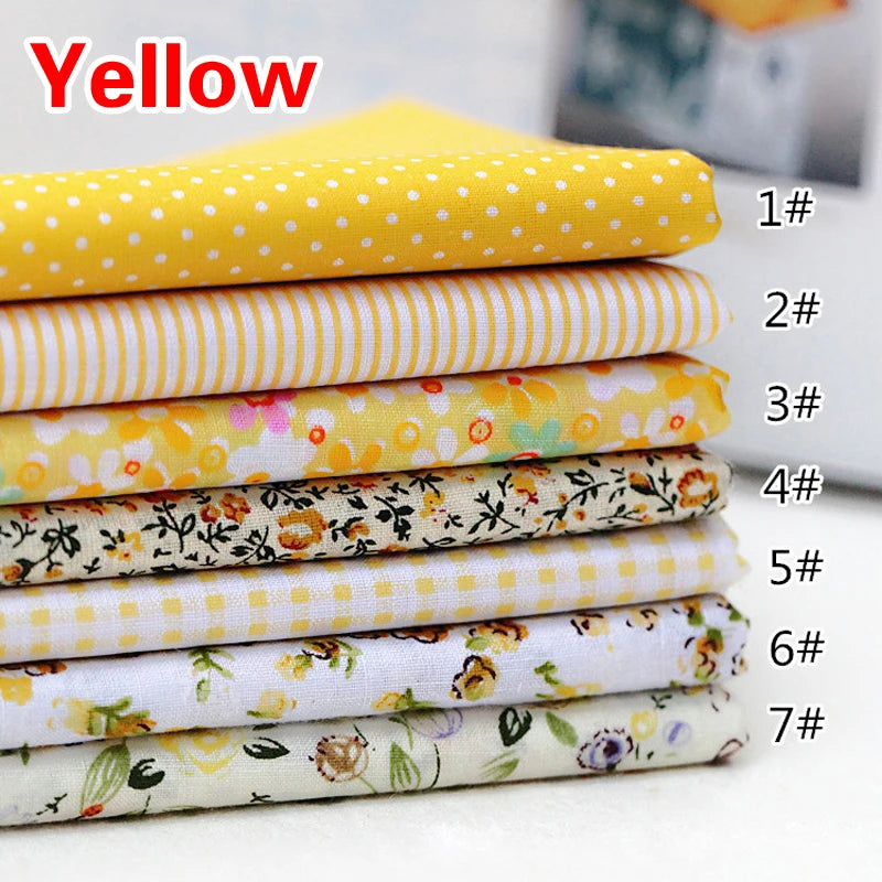 7Pcs/Set 25cmx25cm Square Cotton Fabric Printed For Patchwork