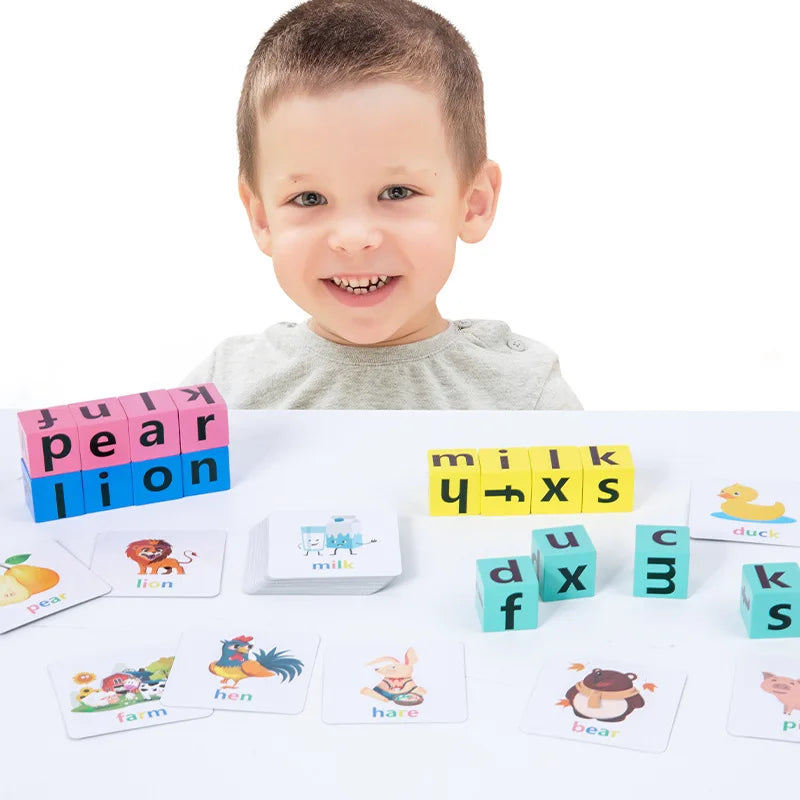 Wooden Word Spelling Game With 40 Cards