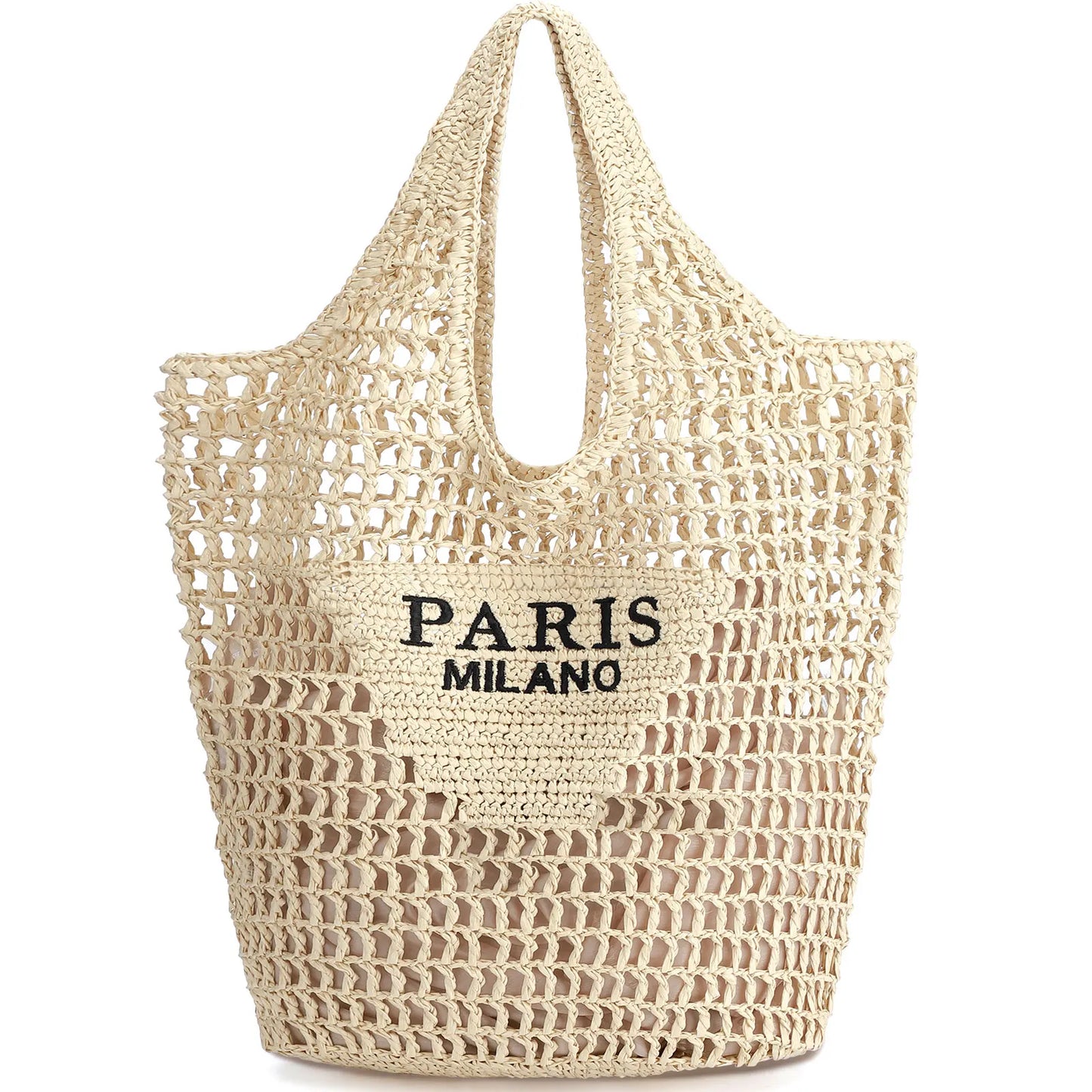 Straw Beach Tote Bag – Handmade Woven Summer Shoulder Bag