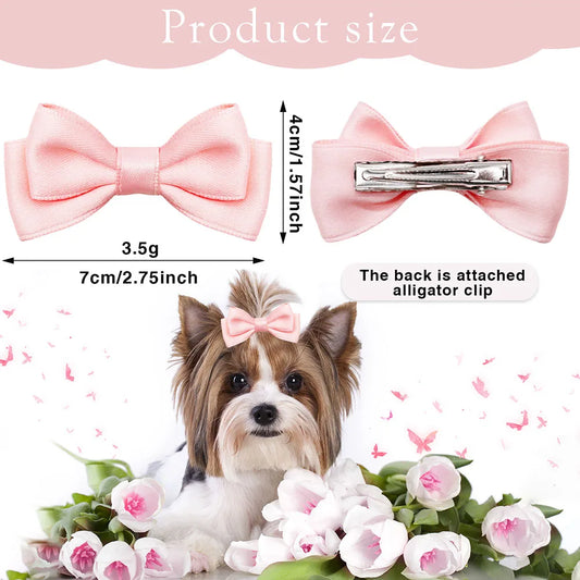 2PCS Dog Hair Bow Clips