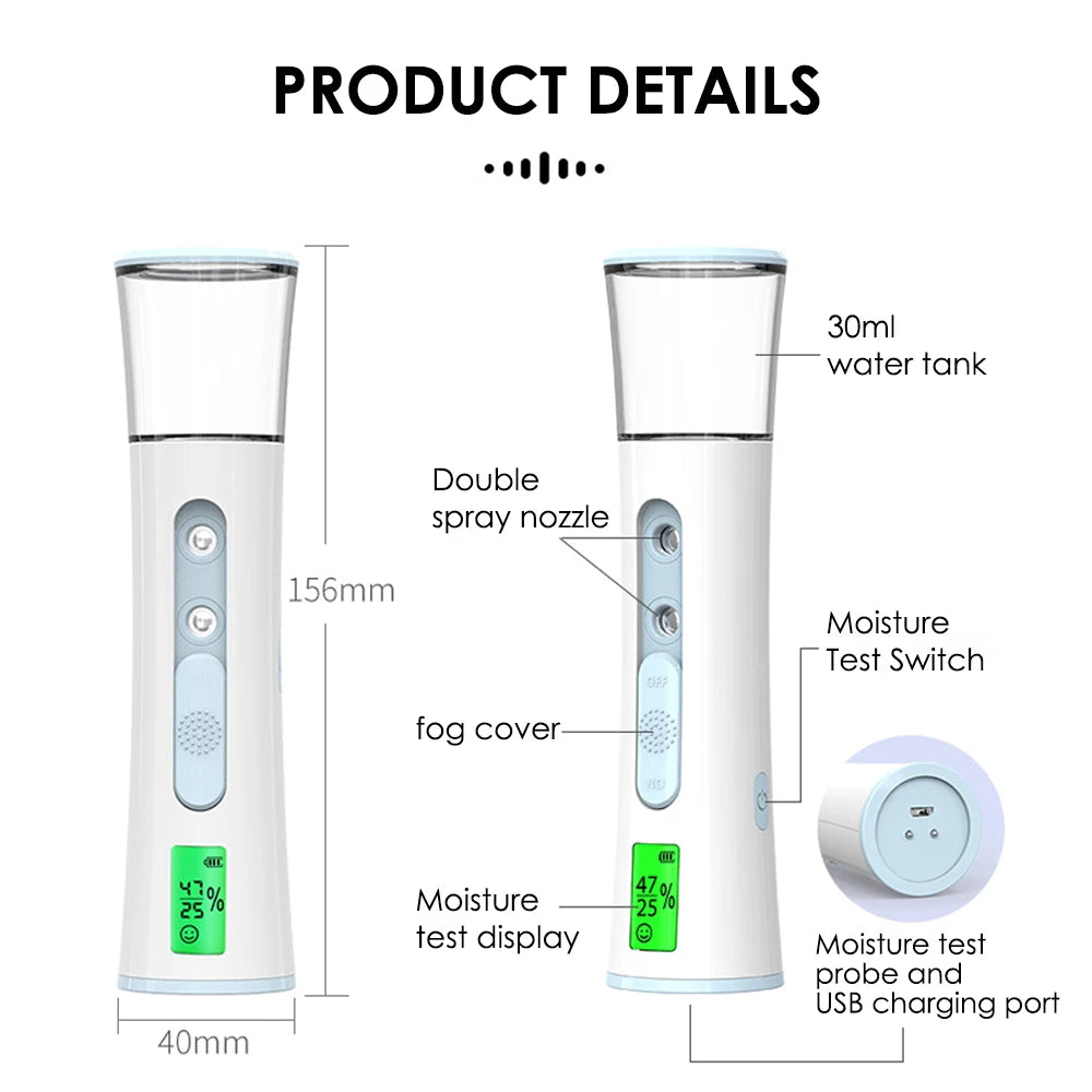 Nano Mist Sprayer 30ml LED Skin Moisture Test