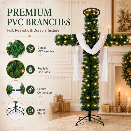 LED Cross-Shaped Christmas Tree