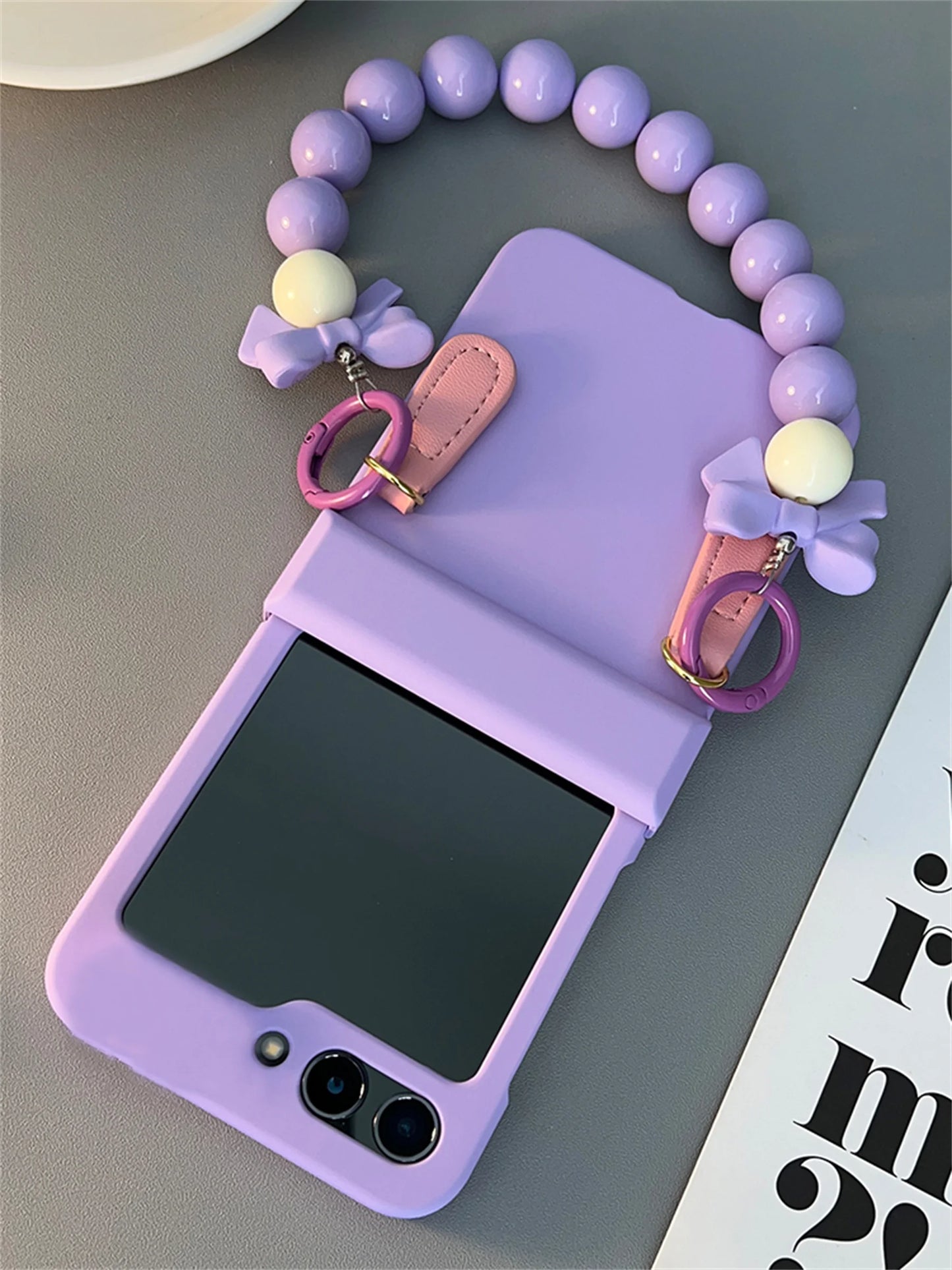 Purple White Bow Bracelet Phone Case for Samsung