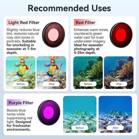 aMagisn Underwater Dive Filters for DJI Osmo Action 4 & 5 Pro