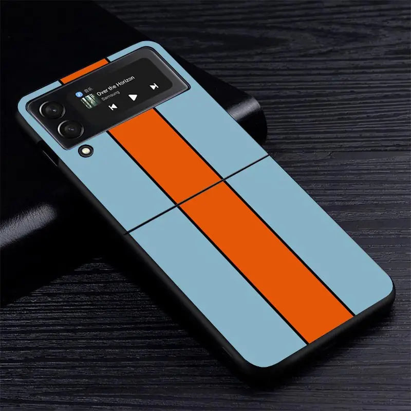 Car Blue Orange Stripe Z Flip Case