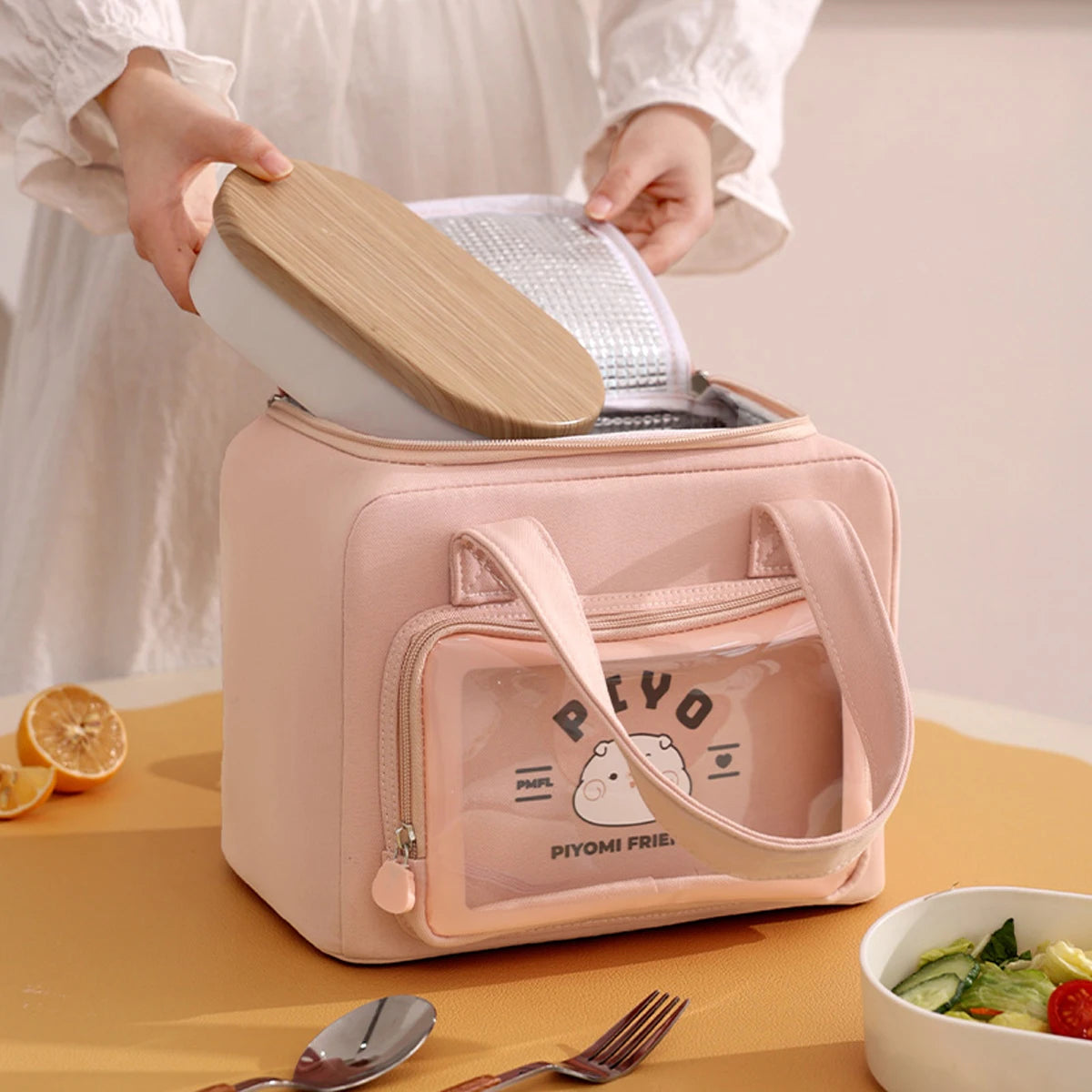 8L Cartoon Large Capacity Tote Lunch Bag