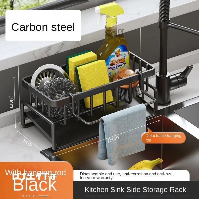 Stainless Steel Kitchen Sink Caddy & Sponge Drain Rack