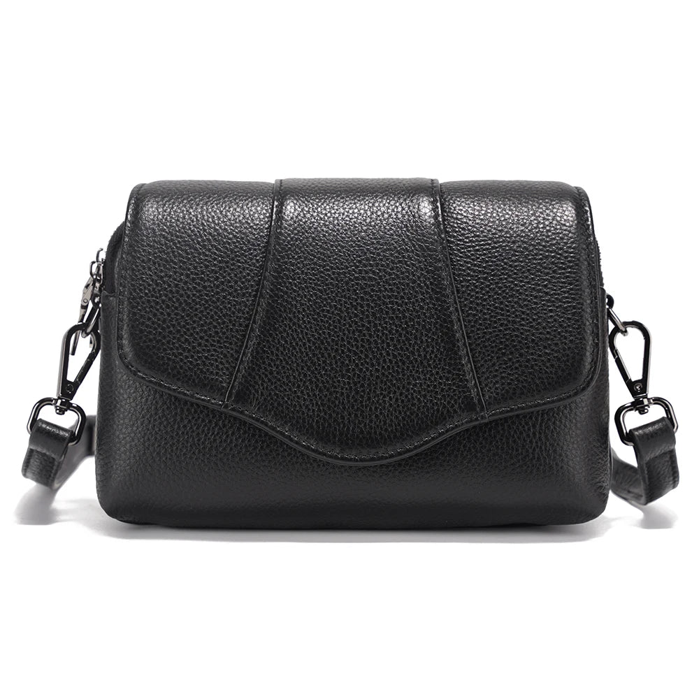 Genuine Leather Multi-Compartment Crossbody Bag