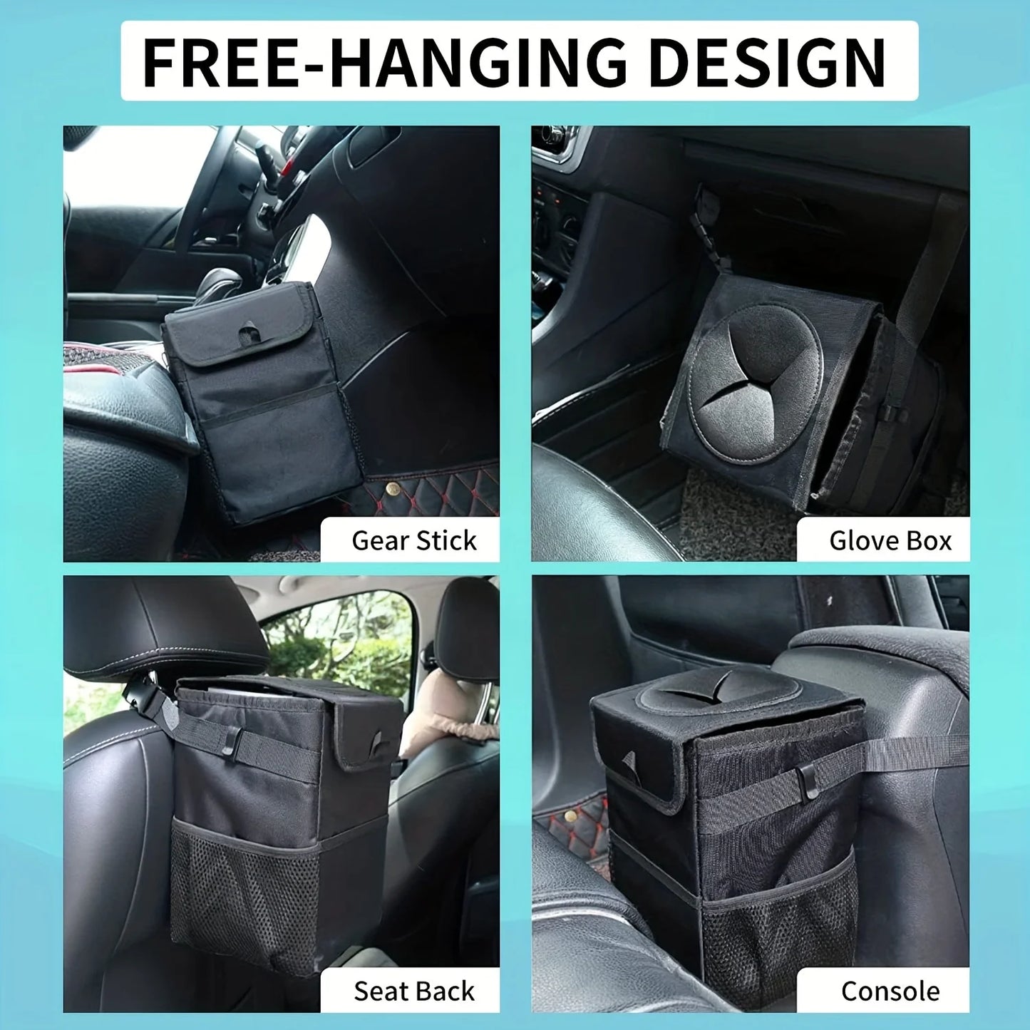 ZUKMI Waterproof Car Trash Can With Lid