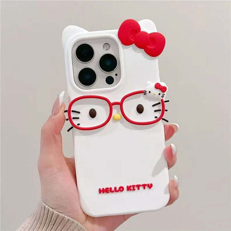 3D Cartoon Cat Silicone Phone Case for iPhone