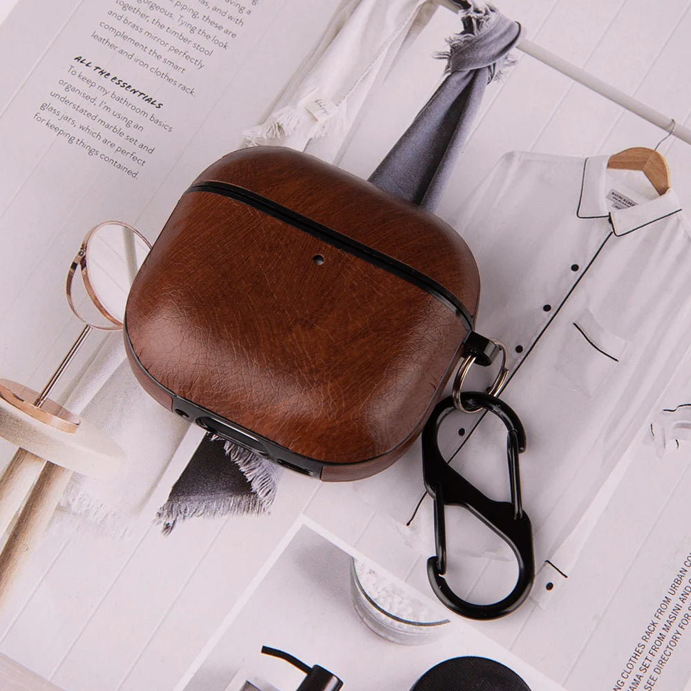 PU Leather Earphone Case For Apple AirPods With Keychain