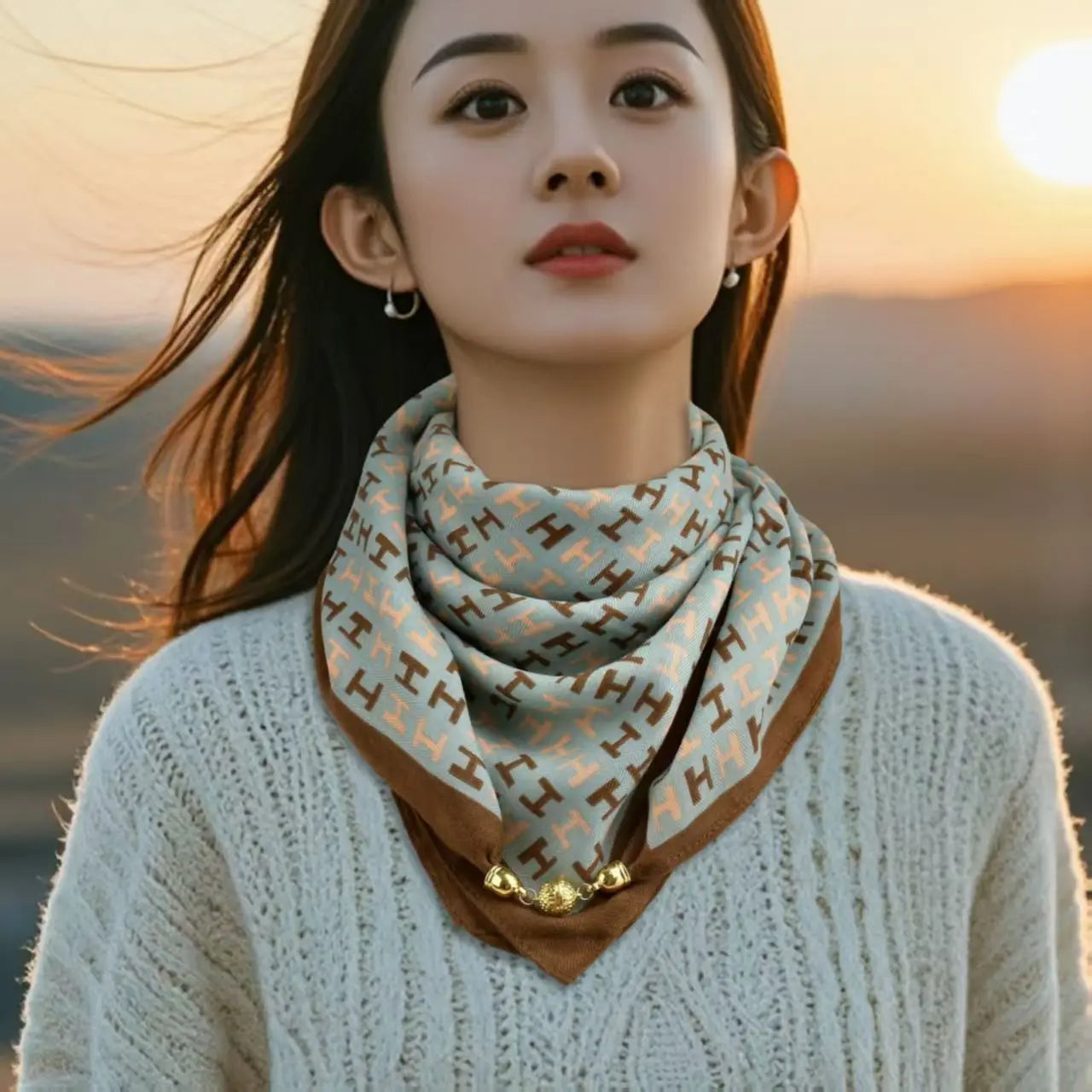Luxury Design Magnetic Square Scarf