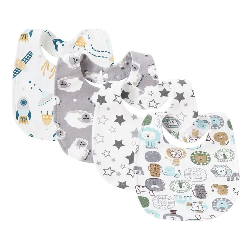 4 Pcs/lot Baby Bibs Double Layer