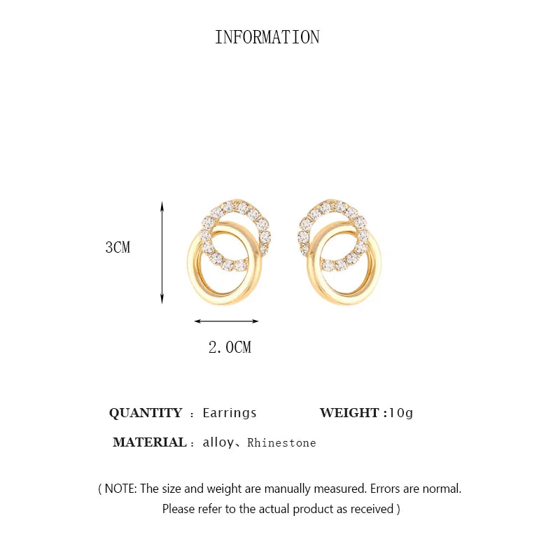 Gold Color Double Hoop Geometric Stud Earrings