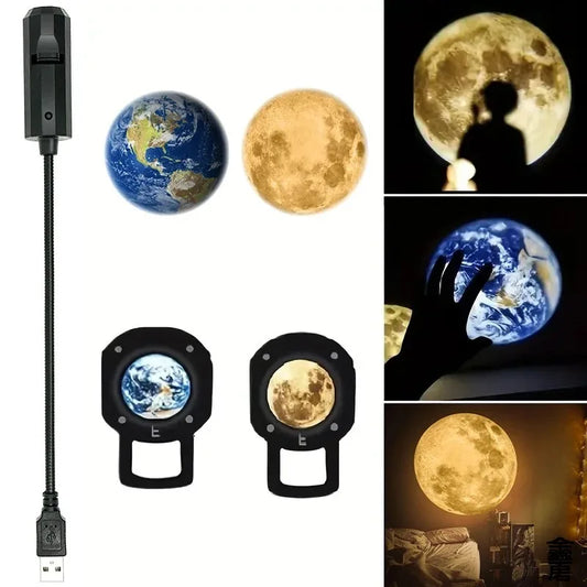 USB Moon & Earth Galaxy Projector Night Light