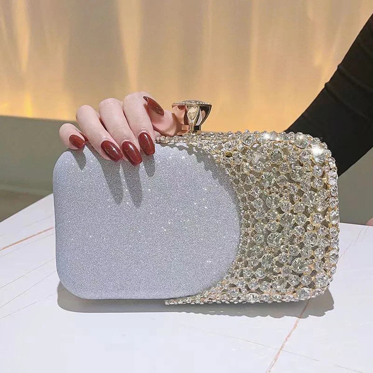 Crystal Embellished Evening Clutch Bag