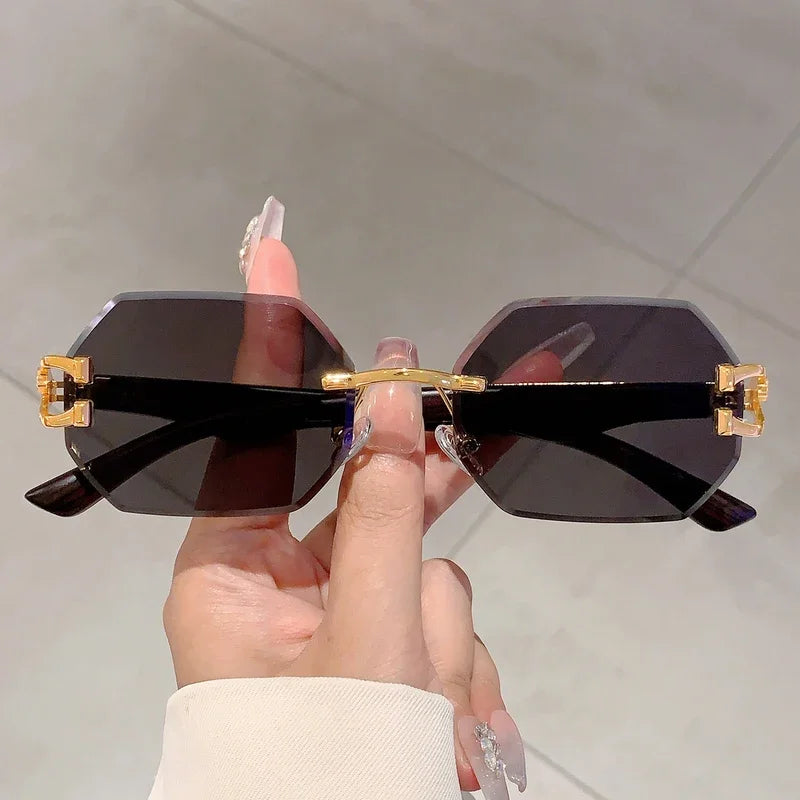 Vintage Rimless Polygon Sunglasses