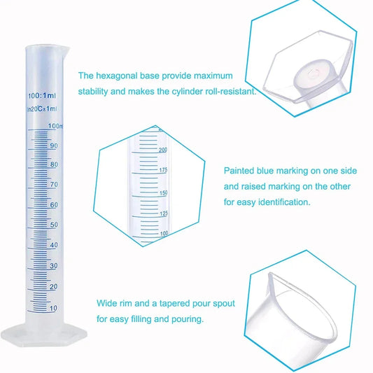 Plastic Graduated Measuring Cylinder with Hexagonal Base