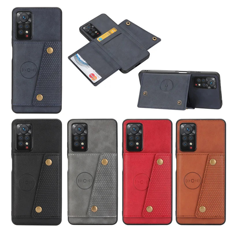 Leather Wallet Case For Redmi, Xiaomi, Poco with Card Slot Stand Cover