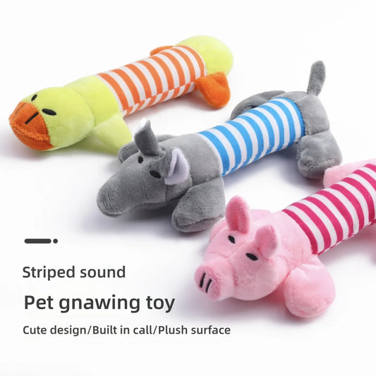 Plush Squeaky Dog Toy – Duck, Pig & Elephant