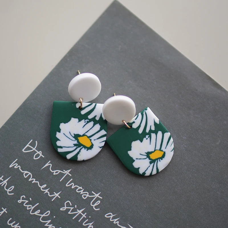 Flower Abstract Art Deco Pattern Earrings