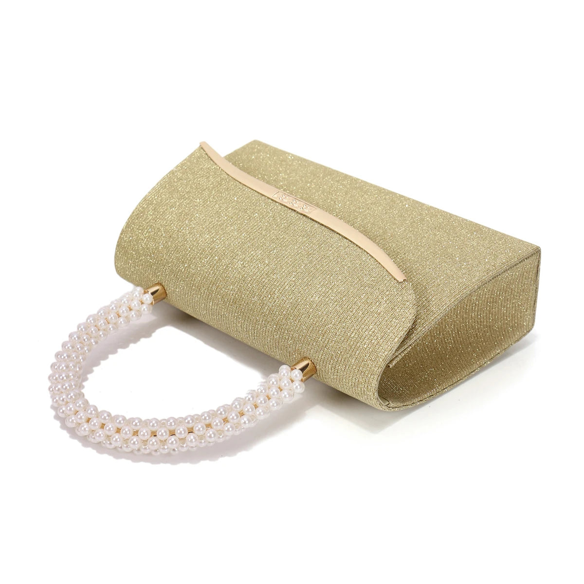 Metal Pearl Glitter Evening Clutch Bag