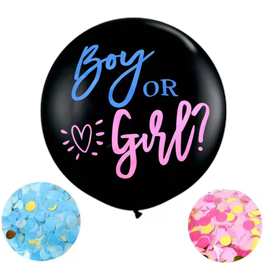 1 Set Giant Boy Or Girl Gender Reveal Black Latex Balloon